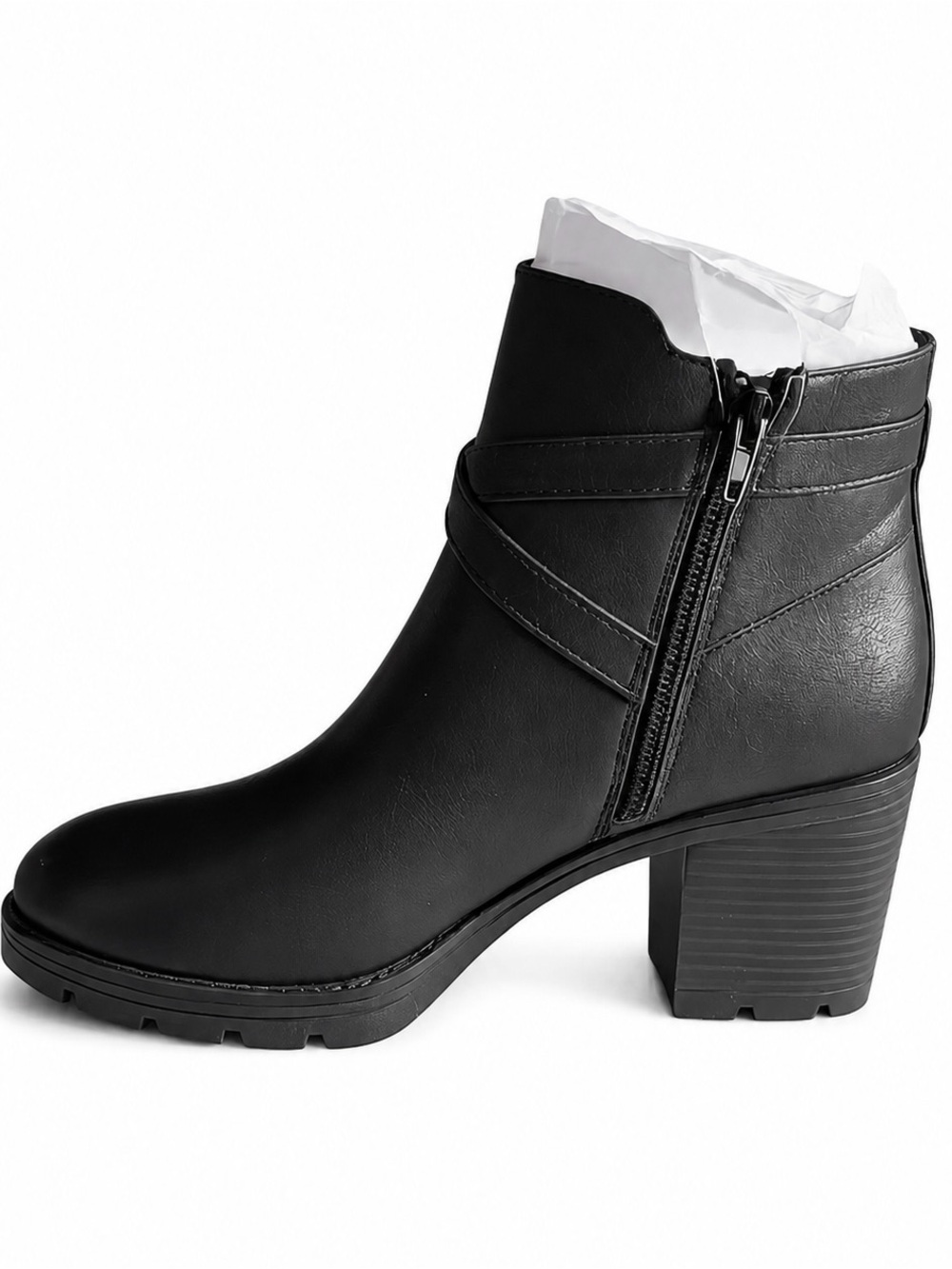 Naturalizer Madalynn Boots Women Black Block Heel Ankle Bootie Casual Moto Sz 10 - Picture 2 of 8